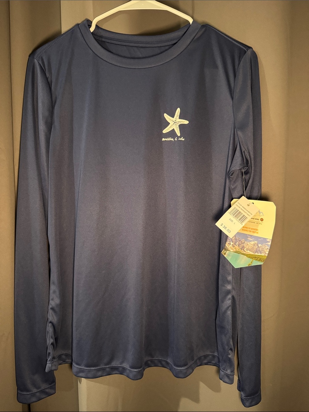 Mountain and Isles Navy Starfish Graphic Long Sleeve Sun Shirt